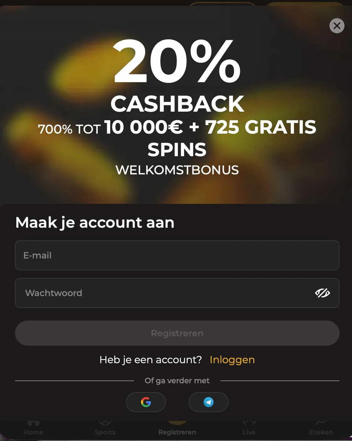 Registratie bij Spinstar Casino